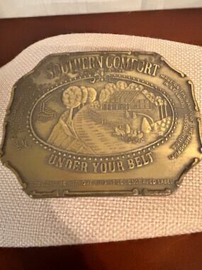 Vintage Southern Comfort Brass Belt Buckle Under Your Belt Advertising St Louis